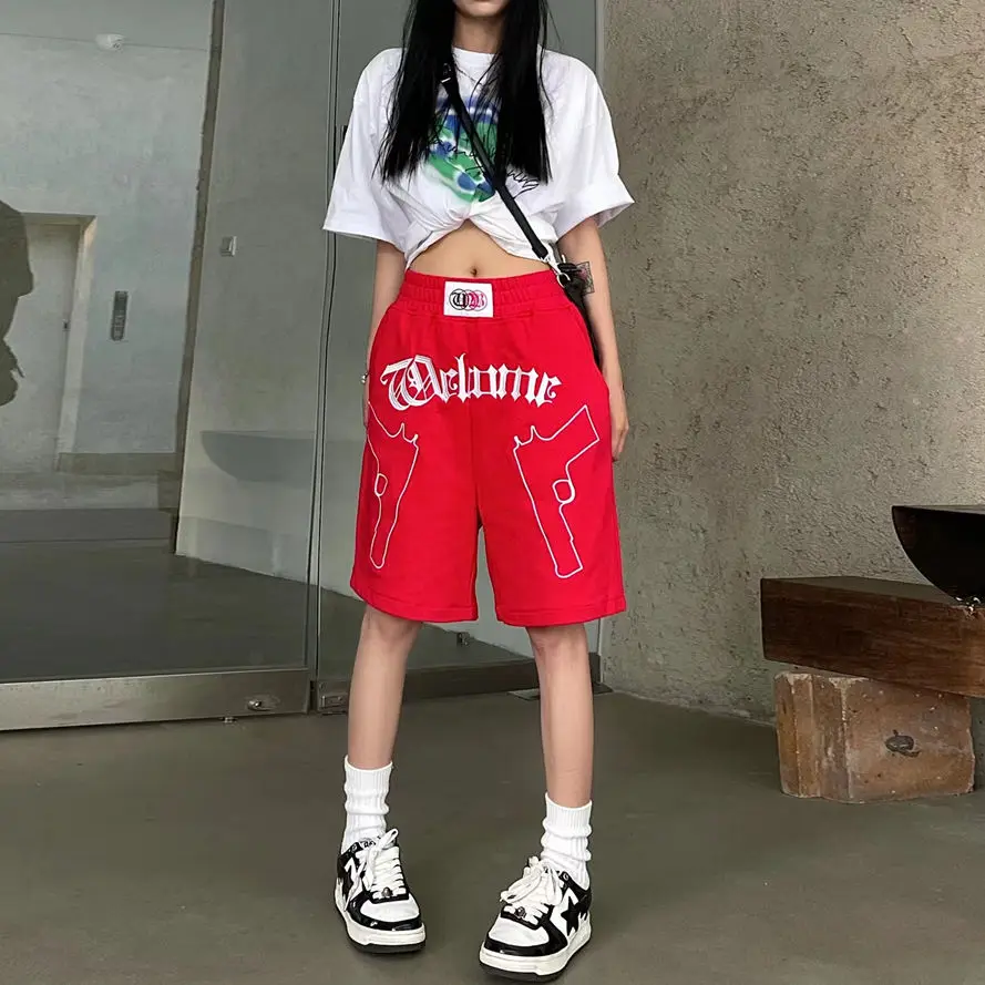 Emo Y2K Mens Summer Casual Streetwear Breeches Harajuku Elastic Waist Short Pants Alt Fairy Grunge Bermudas Shorts Male Clothes