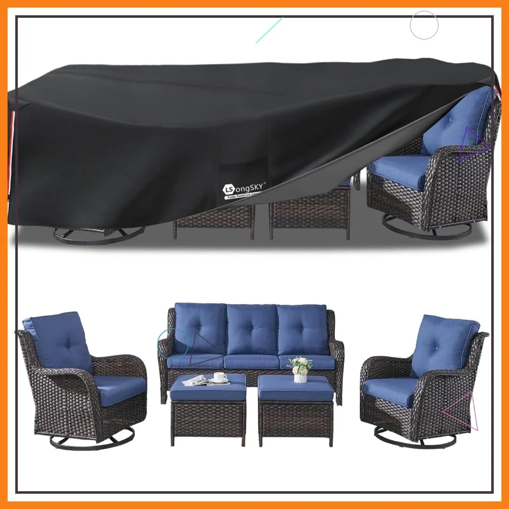 

Waterproof Outdoor Furniture Cover 600D Heavy Duty for Sectional Sofa Sets, Chairs, Tables - Black (111x74x28 inch)
