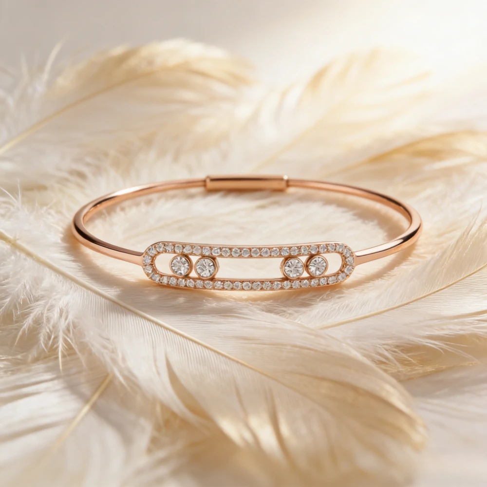 

2026 Trendy Collection Three Movable Diamond Bracelet Sparkling Zircon Jewelry for Women Holiday Gift