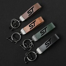 For Ford Focus ST Mondeo Fiesta Kuga Escape Explorer Fusion Edge ST Luxury Genuine Leather Keychain Car Key Ring