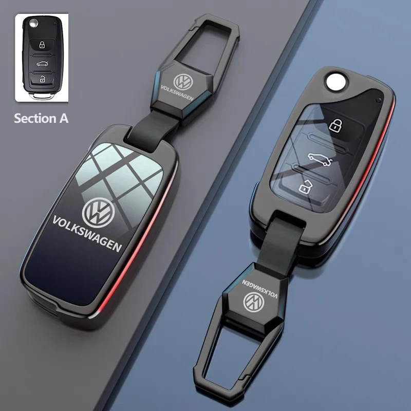 The mirror zinc alloy black key cover is a Volkswagen Magotan/ CC/Golf8 /MK4/premium key chain accessory