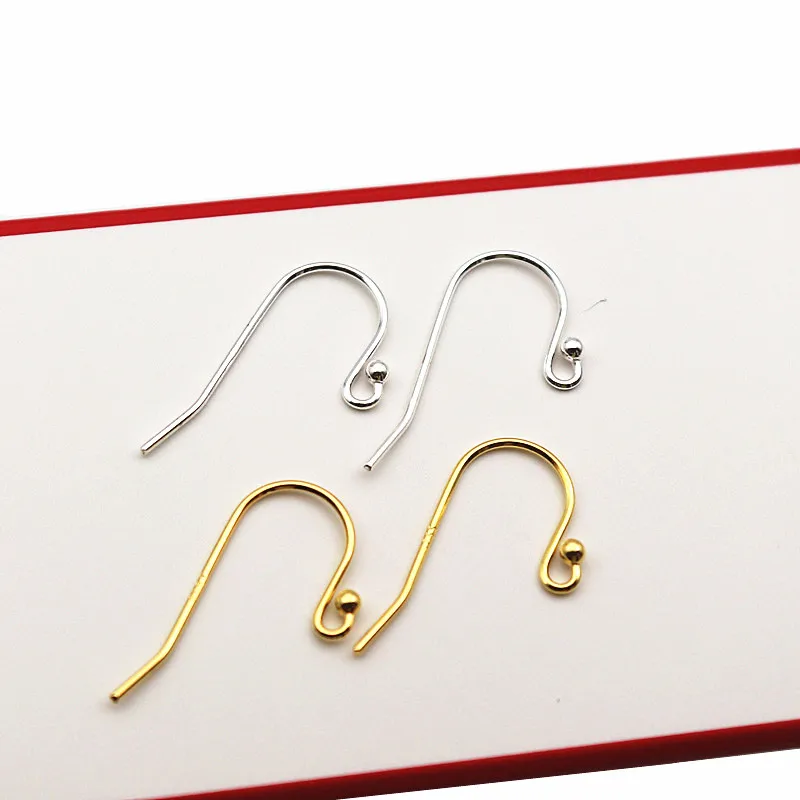 1Pair Solid 925 Sterling Silver Earring Hook 0.7*21mm with 2mm Ball DIY Components Jewelry Making Accessories Finding