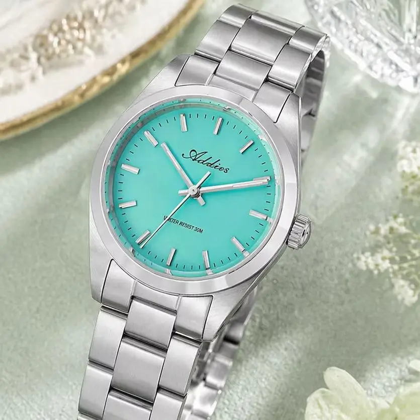 ADDIES Elegant Lady Quartz Watch Simple Style Dial Super Luminous Waterproof Wristwatch Sapphire Glass Stainless Steel Watches