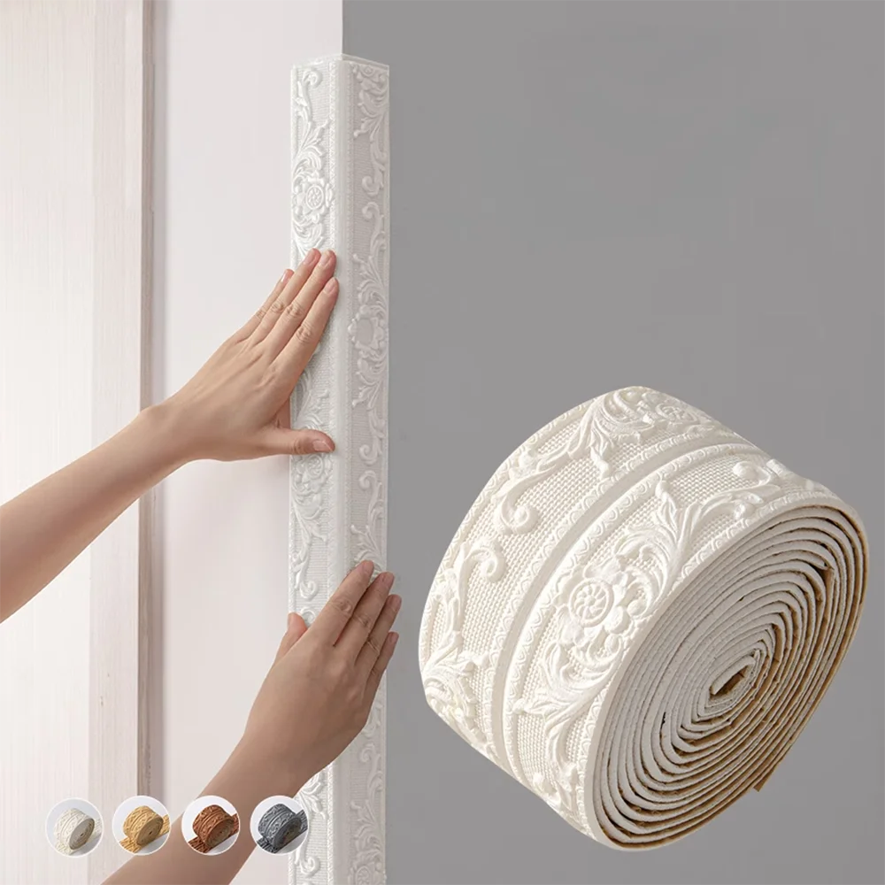 Self-Adhesive PVC Decorative Corner Strips | Washable 3D Textured Edge Decorations, Suitable for Kitchens, Bathrooms, TV Frames