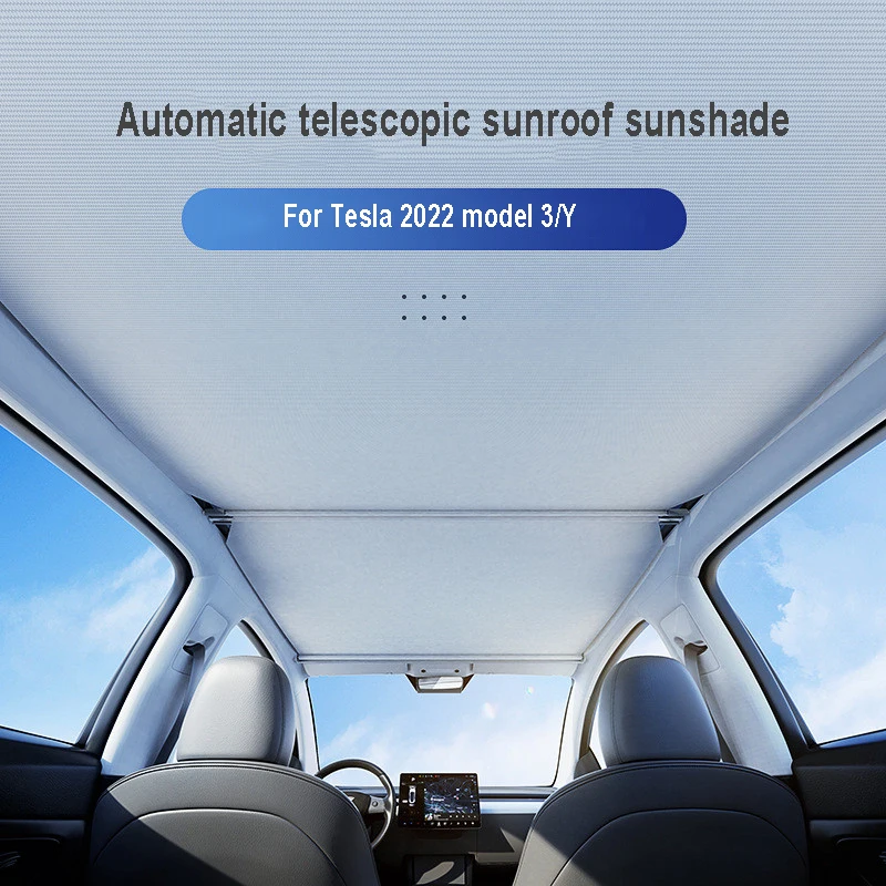 

Retractable Sunshade For Tesla 2021/2022 Model 3/Y Skylight Sunshade Heat Insulation Front Rear Sunroof Skylight Blind Sun Visor