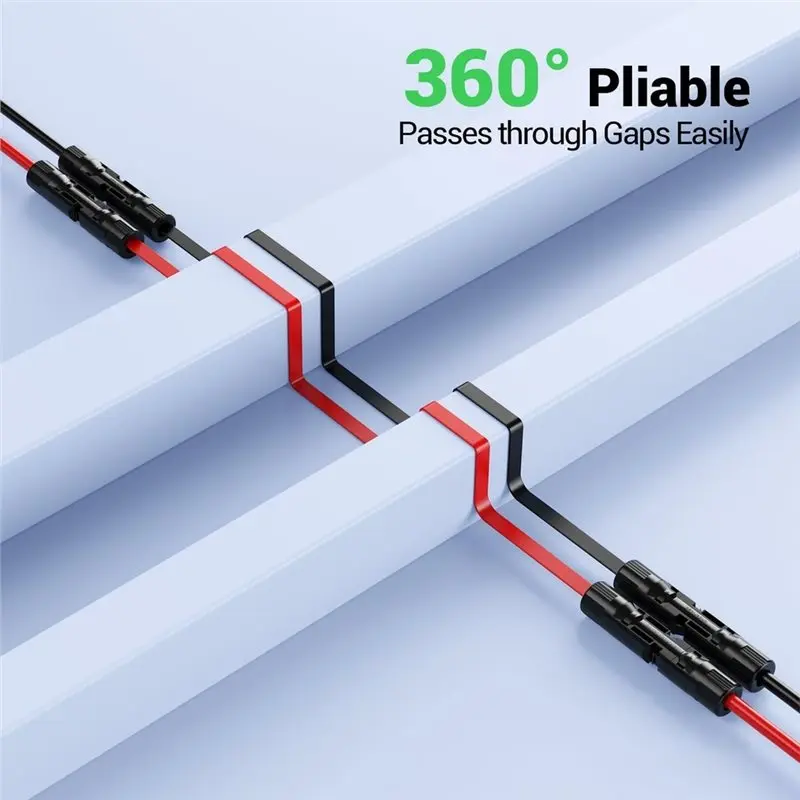 AT82-Flat 6Mm2 Solar Extension Wire 10AWG 1.37Ft Extension Cable For Solar Panels 1500V Photovoltaic Cord For Jakery Balcony