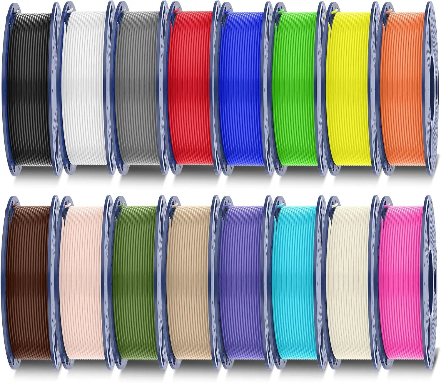 Paquete de Filamento PETG de 16 Colores, 1.75mm, 0.25kg por Bobina, 4kg en Total, Empaquetado Individualmente al Vacío