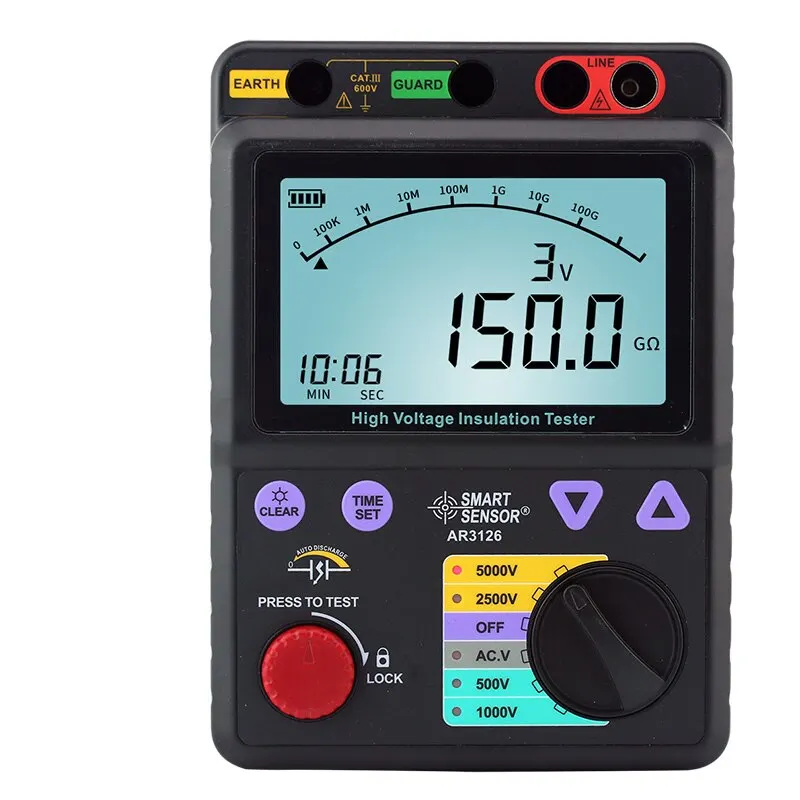 SMART AR3126 Digital Megohmmeter High Voltage Tester Ohm Meter Earth Insulation Resistance Tester