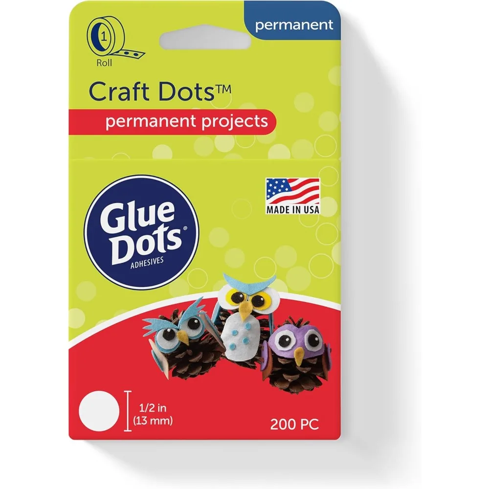 Double-Sided Adhesive Dots, 0.5 Inch, 200 Clear Sticky Points for Crafts and DIY Projects