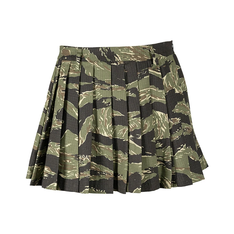 

Outdoor Sports Green Tabby Girl Elastic Waistband Pleated Half Body Split Skirt