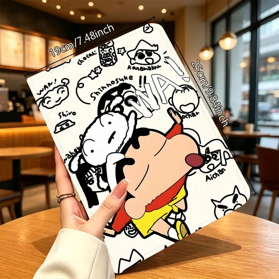 Cartoon Shin-Chans With Pencil Holder Case for Xiaomi Redmi Pad SE K Pad 8.8 9.7 12.4 Inch Pad 5 6 7 8 Pro Pad 6s Pro 7 Ultra