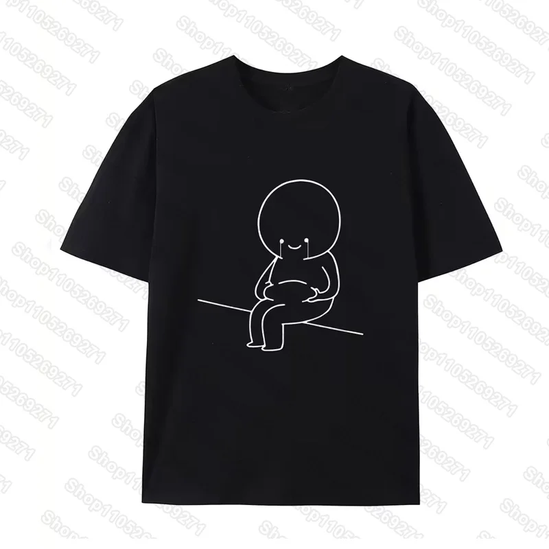 Short-Sleeve Shirt for Summer Feeling Sad about Gaining Weight Creatively Designed Round-Neck T-Shirt Unisex Street Y2K  Tops
