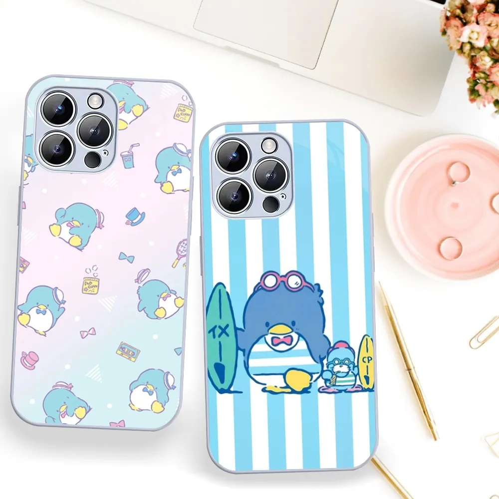 MINISO Sanrio Tuxedo Sam Phone Case For iPhone 11 12 13 14 Mini Pro XS Max X S Plus XR Electroplated Painted Glass Shell