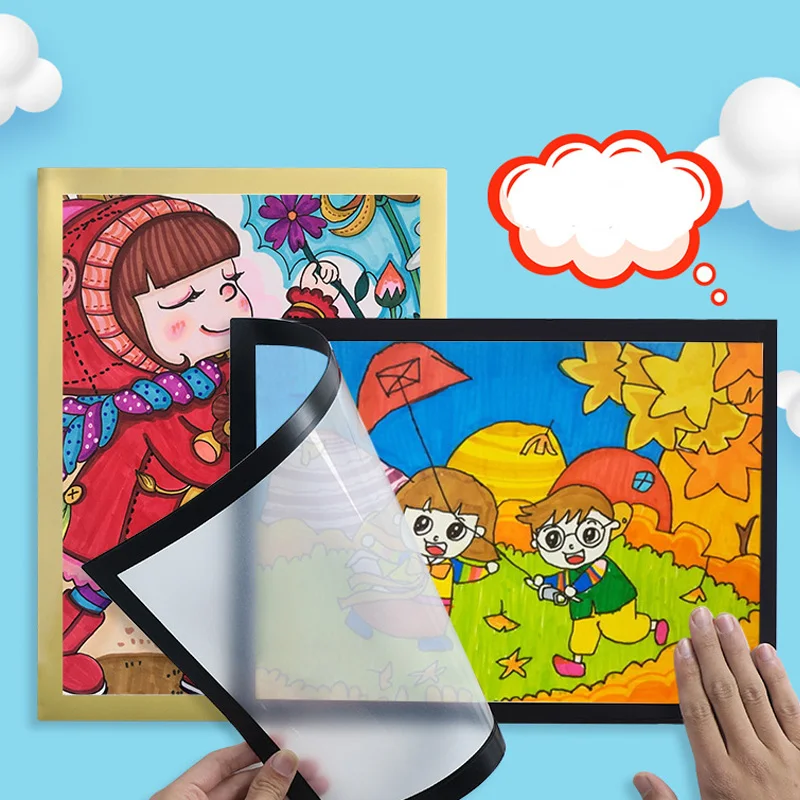 Transparent Magnetic Photo Frame A3/a4/a6 Self-Adhesive Billboard Elevator Wall Stickers Notes Picture Display Shown Protect