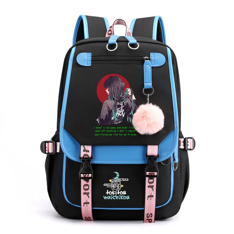 Anime Tokitou Muichirou Cooler Rucksack Teenager Mode Straße USB Rucksack Tokitou Muichirou Rucksack Große Kapazität Rucksack