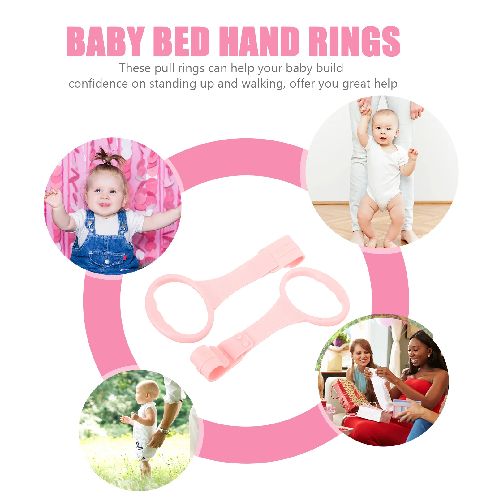 Children's Bed Pull Ring Baby Crib Rings Toddler Auxiliary Infant Stand up Pp Kids Toys