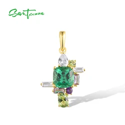 SANTUZZA Pure 925 Sterling Silver Pendant for Women Sparkling Multi Gem Stone Delicate Wedding Party Gifts Fine Jewelry Sets