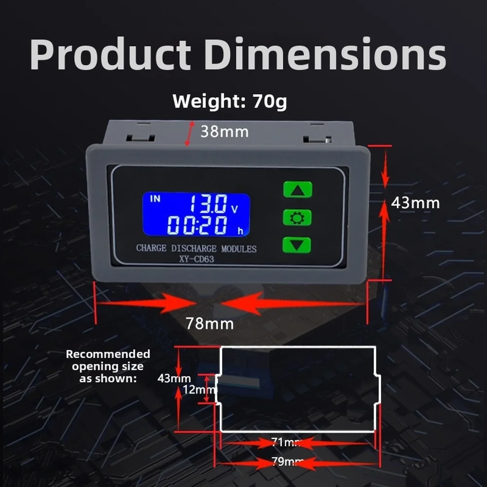 30A FOR Battery Controller Module with 00:00 99:59h Timer for Charging and Discharging Cycles 6V to 60V Compatible