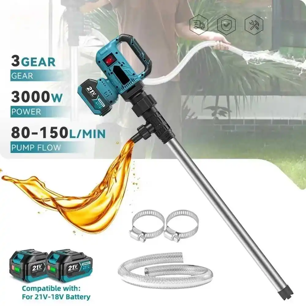 3000W Brushless Water Pump with 80-150 L/min Flow – Cordless Utility Transfer Pump for Garden, Boat, and Pool