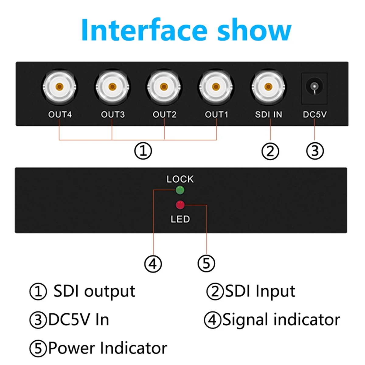 

A10I Digital SDI Splitter 1X4 Multimedia Splitter SDI Extender Adapter with 1080P TV Video for Projectors Monitor-EU Plug