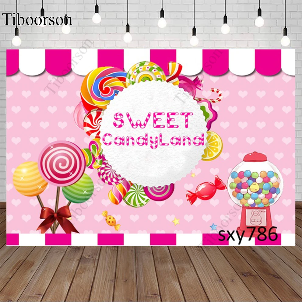 Candy Store Backdrop Photography  Cupcake Lollipop Sweet Shop Newborn Baby Shower Birthday Party Decoration props Background