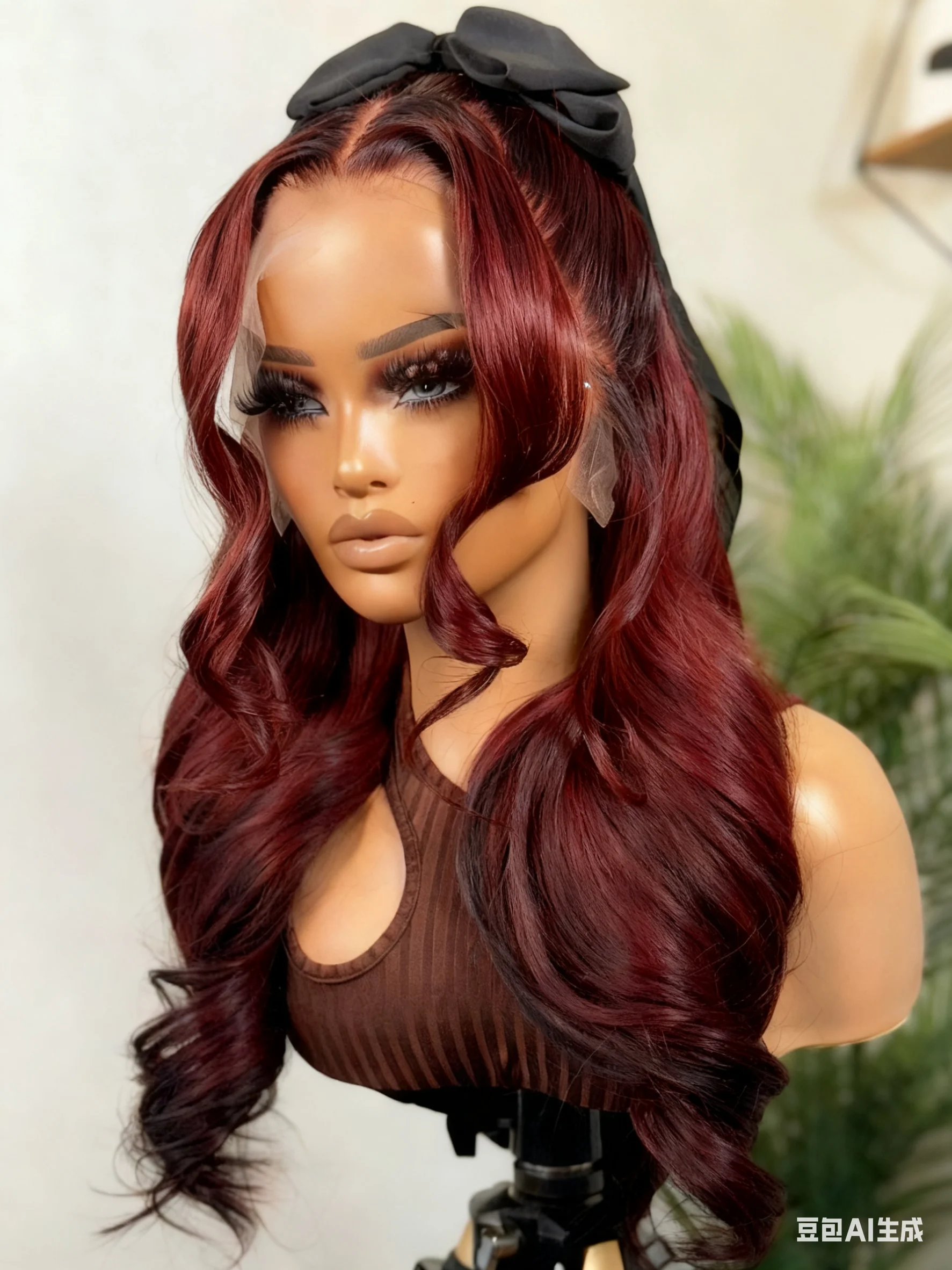 99j بورجوندي الدانتيل الجبهة الباروكات شعر الإنسان قبل قطعها مع شعر الطفل 200% الكثافة 13X4 الأحمر الجسم موجة خصلات الشعر المستعار الإنسان للنساء Nat #1