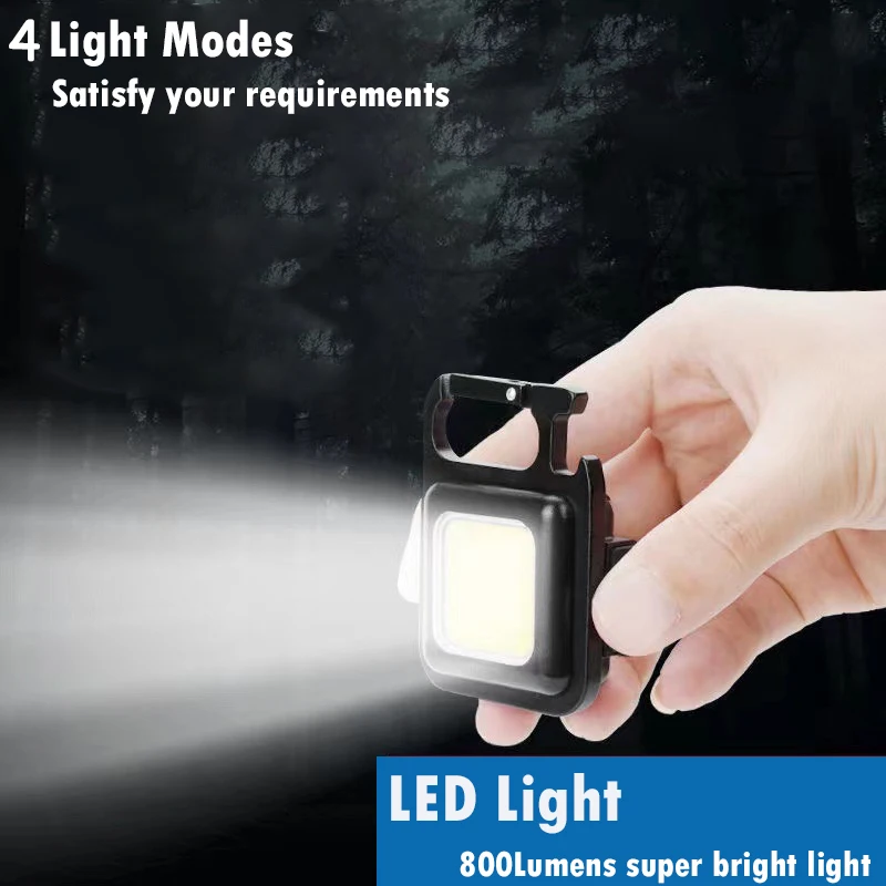 New Portable Mini LED Flashlight Work Light Pocket Flashlight Key Chain Pocket Outdoor USB Mini Lamp Cob Work Light Camping Tool