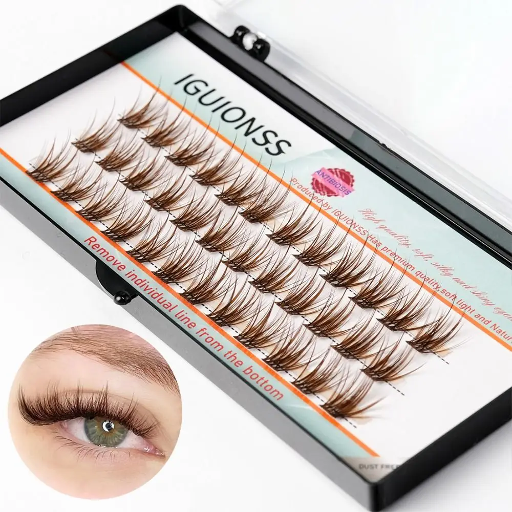 Fairy Brown Einzelwimpern D-Curl 10~15mm Länge Manga-Wimpern Handgefertigte Wispy Natürliche Cluster-Wimpern Wimpernverlängerung