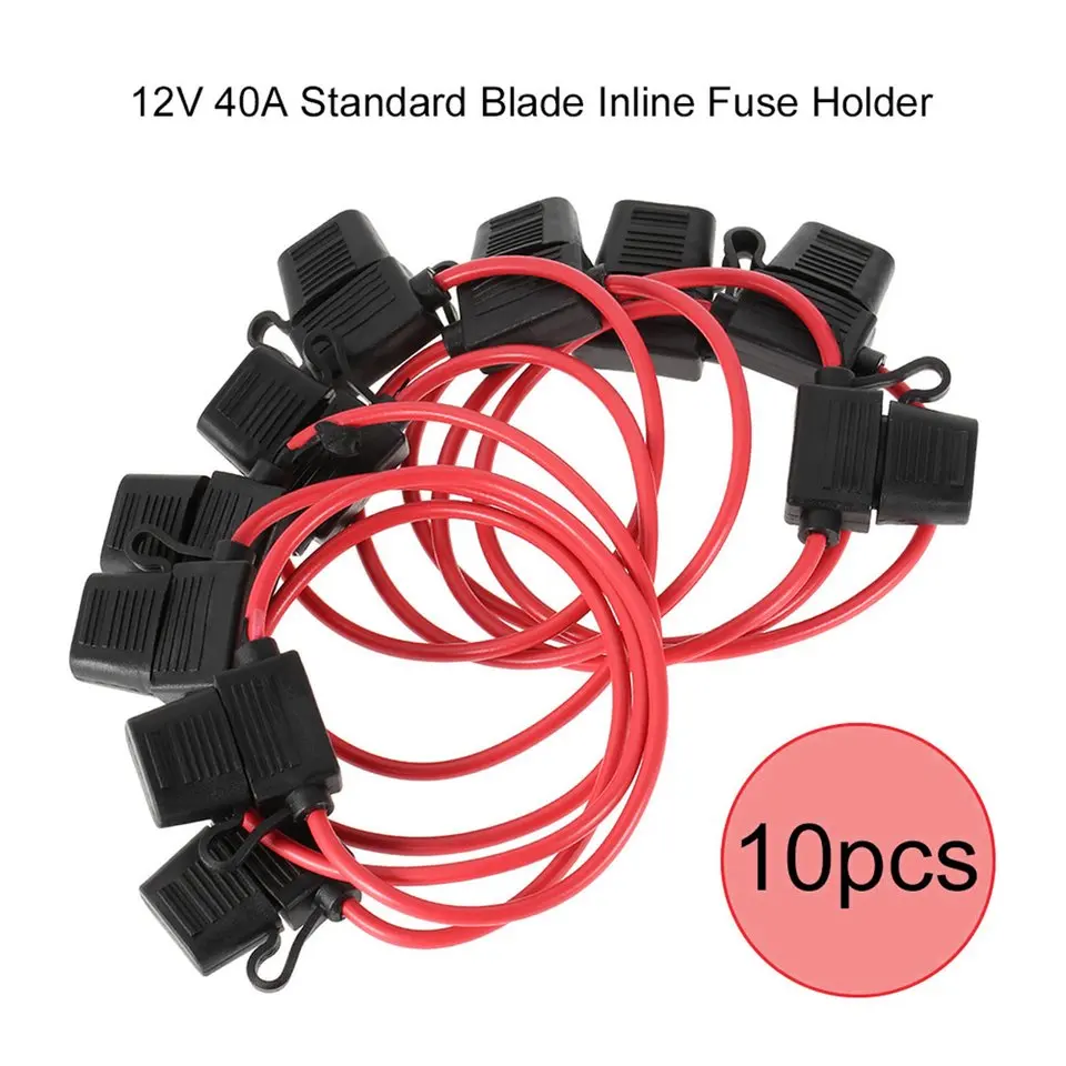 

10PCS 12V 40A Professional Standard Blade Inline Fuse Holder Splash Proof for Car Bike with Waterproof Dustproof Cover Wholesale