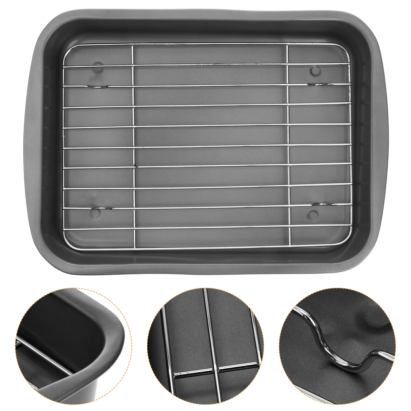 

1 set 1 Set Stainless Steel Baking Tray Non-Stick Oil Draining Pan Grid Rack Home Oven Bbq Kitchen Bakeware Tool