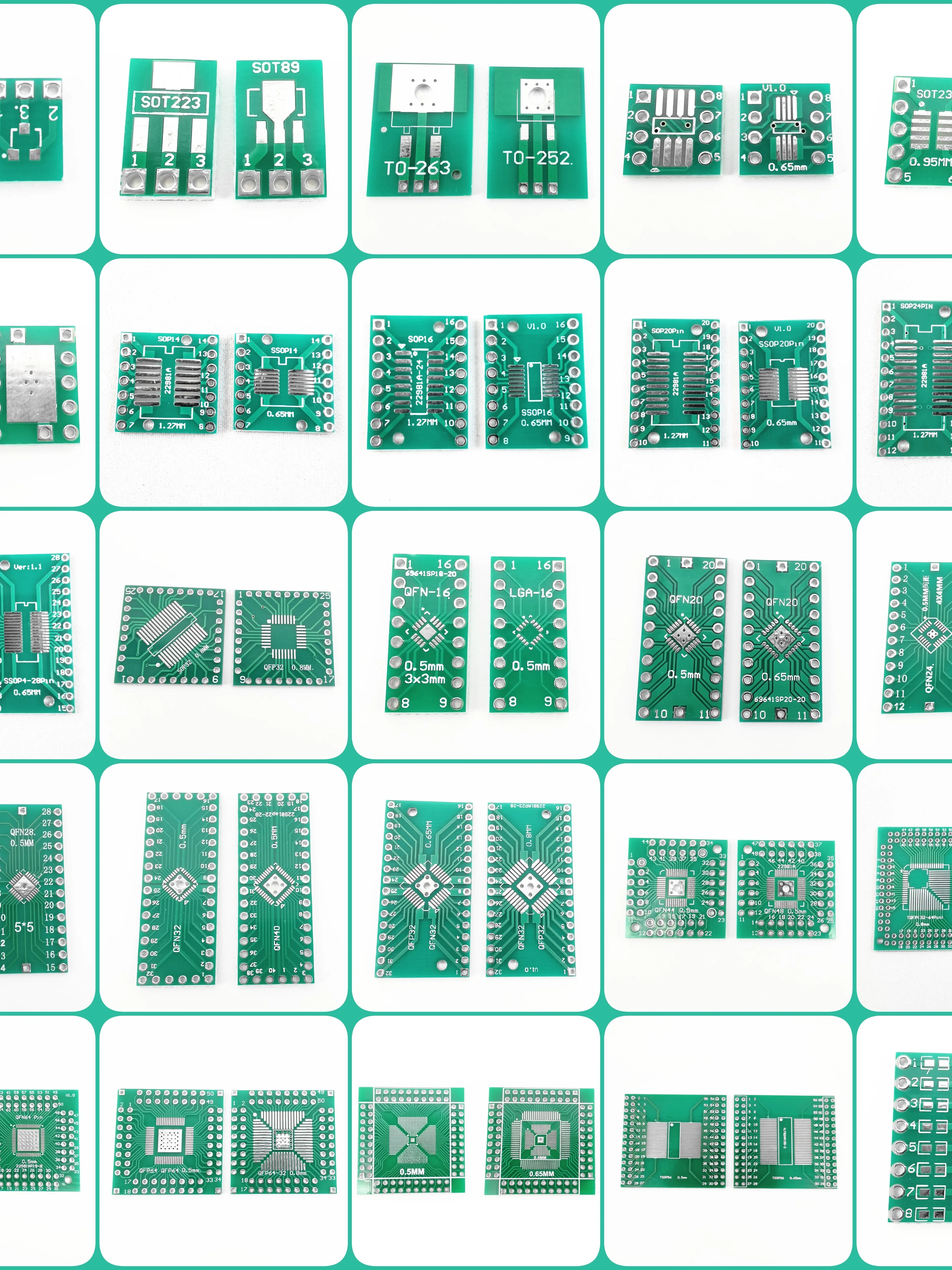 Płytka PCB SOP8 SOP14 SOP16 SOP20 SOP24 SOP28 QFP FQFP TQFP Adapter Turn to DIP Płytka konwertera TSSOP 8 14 16 20 24 28 — zdjęcie 2