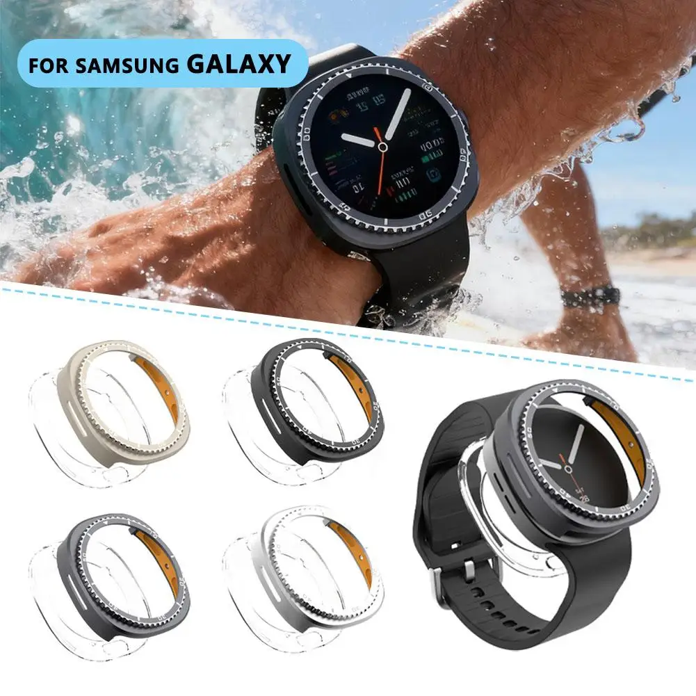 حافظة معدنية لساعة سامسونج جالاكسي Watch8 40 ملم مع مقياس بسيط مقاوم للماء ومضاد للتصادمات ومضاد للسقوط #2