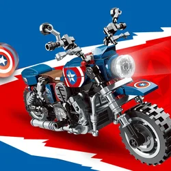 Décennie s de construction de modèle de moto Marvel Avengers Captian America, briques créatives, ensemble de jouets cadeaux pour garçons