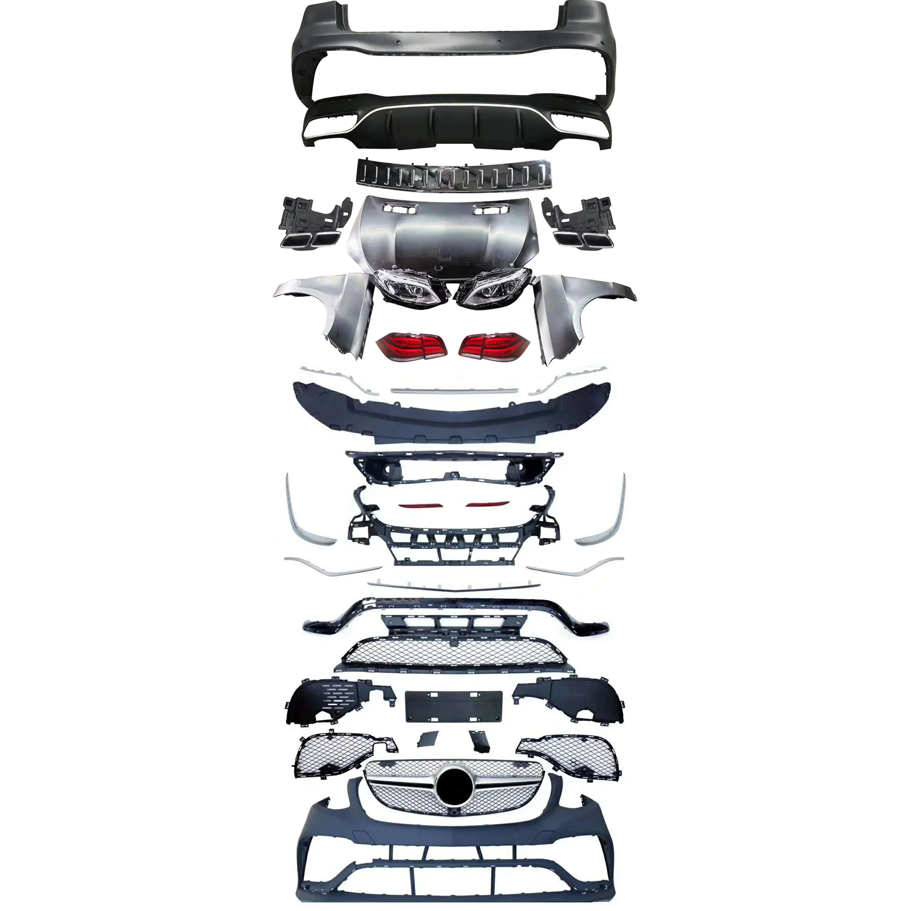 

Body kit for Benz ML W166 upgrade to GLE63 AMG modified with front rear bumper grille headlights tail lamps hood fenders