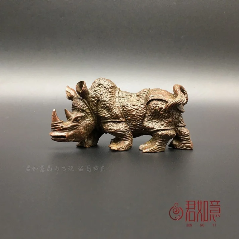 Large Ornament Pure Solid Carved Bull Tea Ceremony Copper Pet Antique Patina Small Rhino Copperware