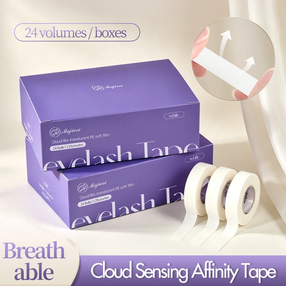 24 Rolls Breathable Eyelash Extension Tape Ultra-Soft Translucent PE Lash Tape for Sensitive Skin, Professional Isolation Supply