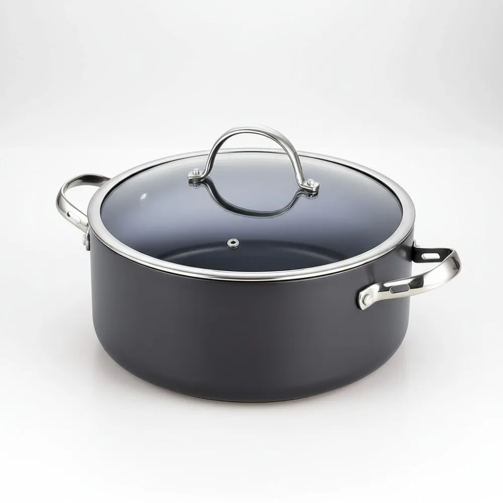 

7-Quart Nonstick Dutch Oven with Glass Lid, Hard Anodized Stockpot for Even Cooking, Ideal for Home Chefs