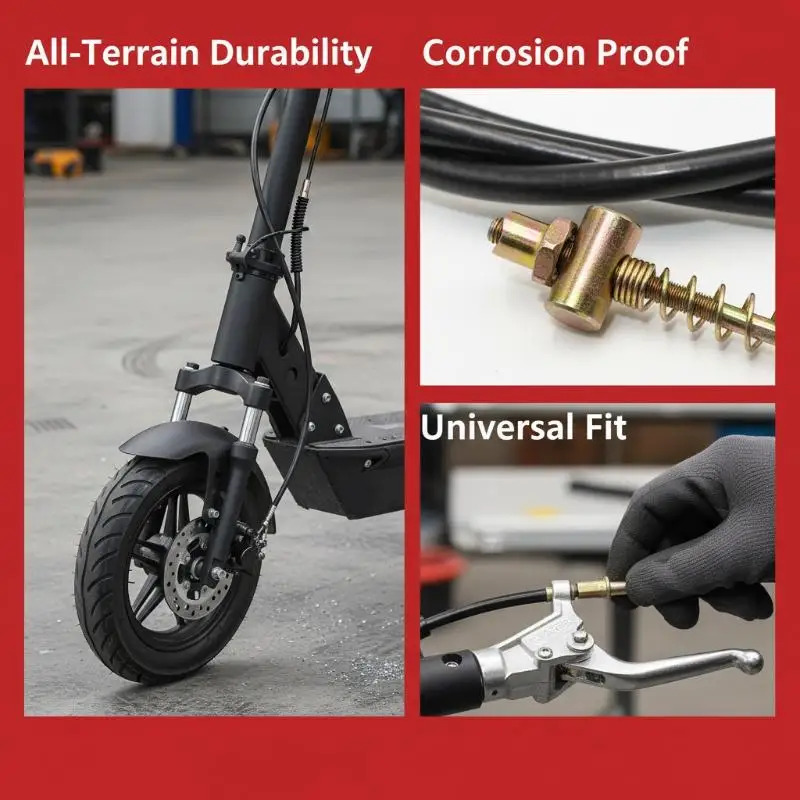 E-bike Brake Cable Durable Steel 1PC 1.25-2M Adjustable Front Rear Drum Brake Line for E-bike Scooter DIY Repair