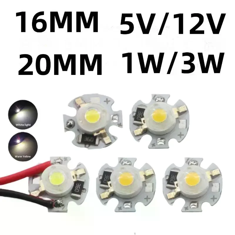 5/10Pcs 16mm 20mm LED Lamp Boards 1W 3W Single Color 5V 12V Warm Neutral White Spotlights Downlights Sunset Lights