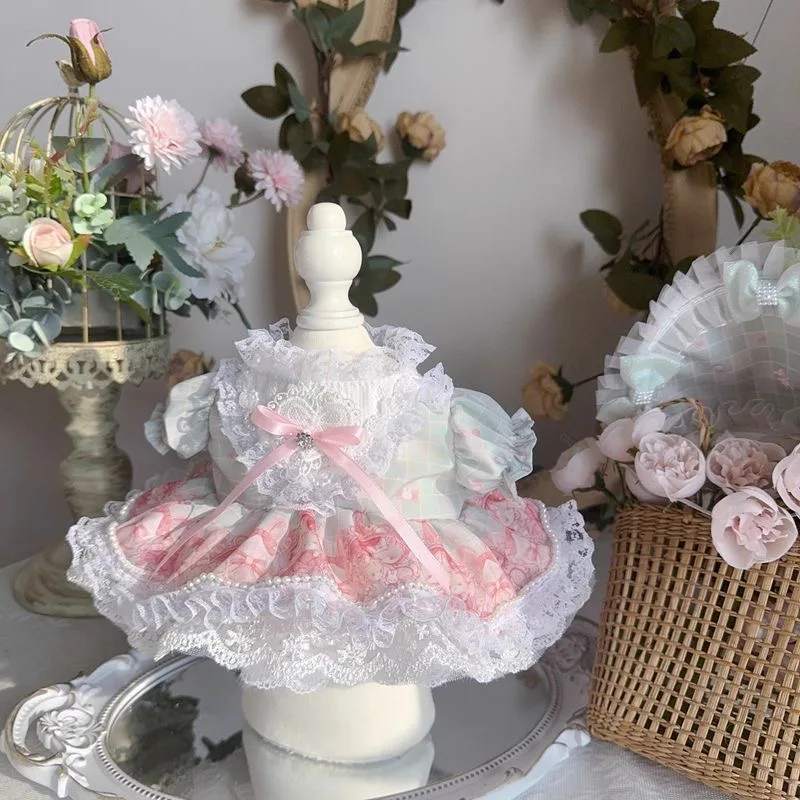 

10cm cotton doll clothes lace layered floral dress 15cm doll clothes