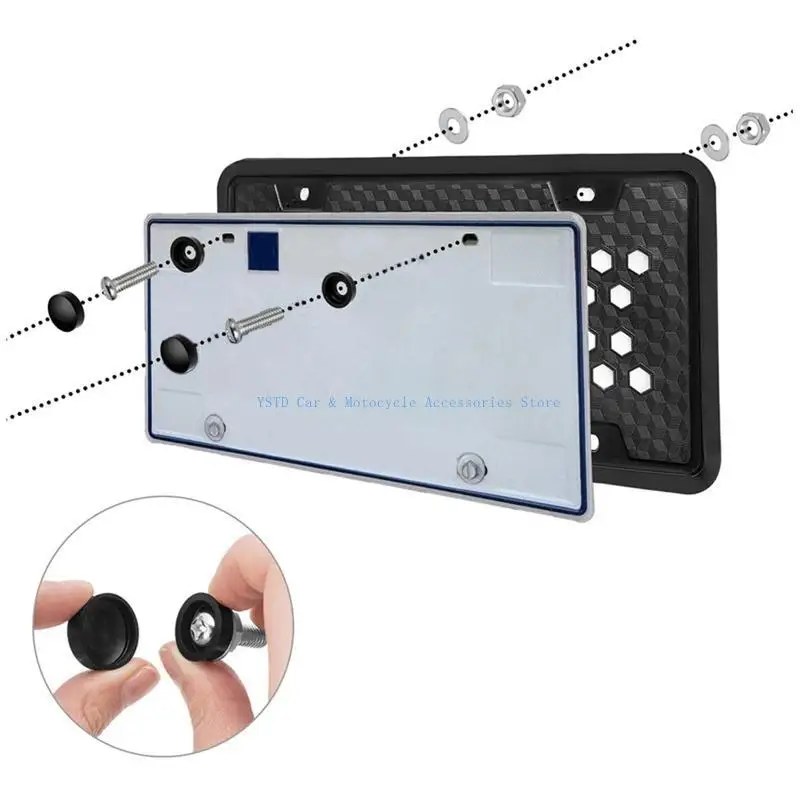 

L5BC 2 PCS Standard License Plate Frame Silicone Honeycomb Hole Design