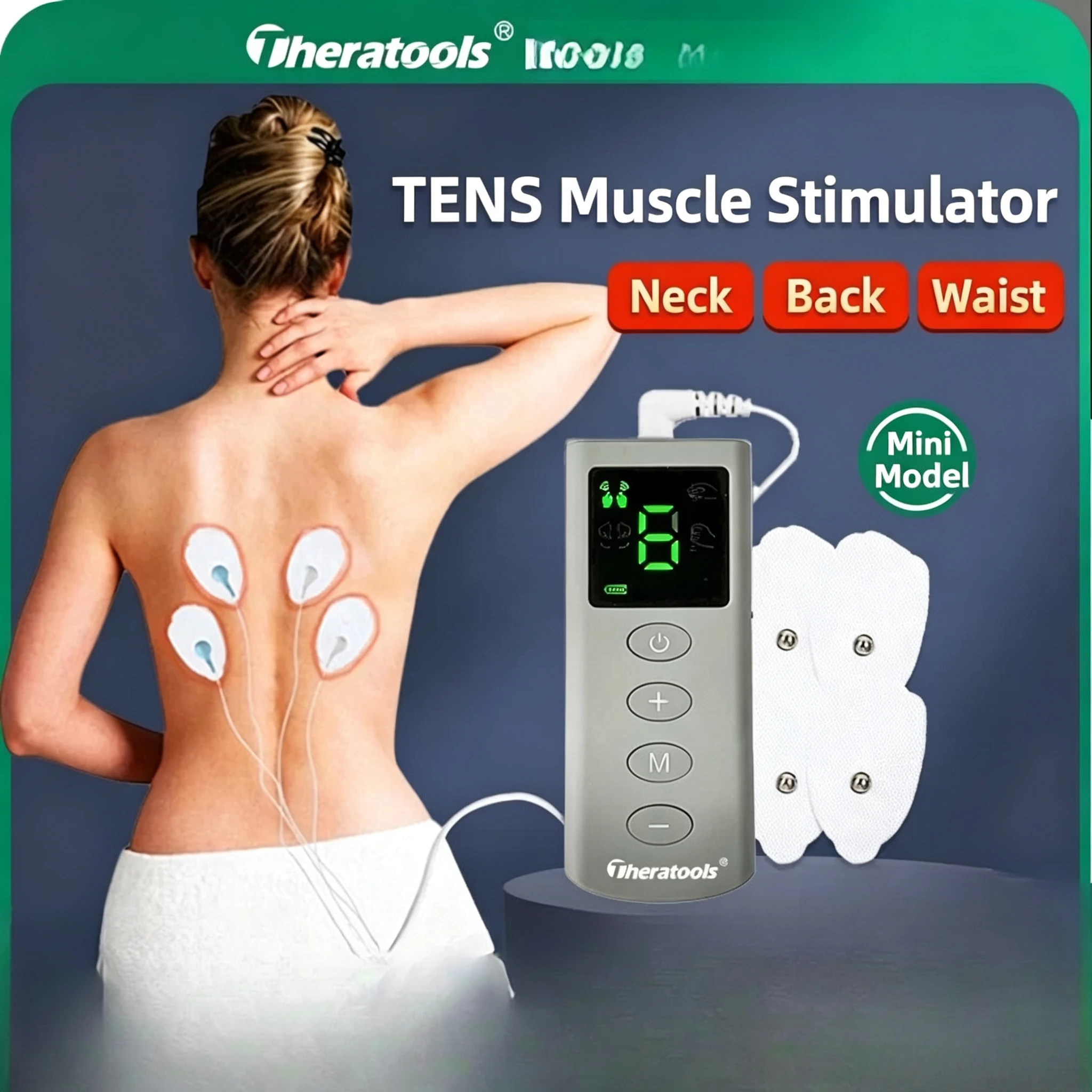 TENS Muscle Stimulator, Multi-Function Electric Massager Patch, Mini Electrotherapy Device for Low-Frequency Pulse Pain Relief