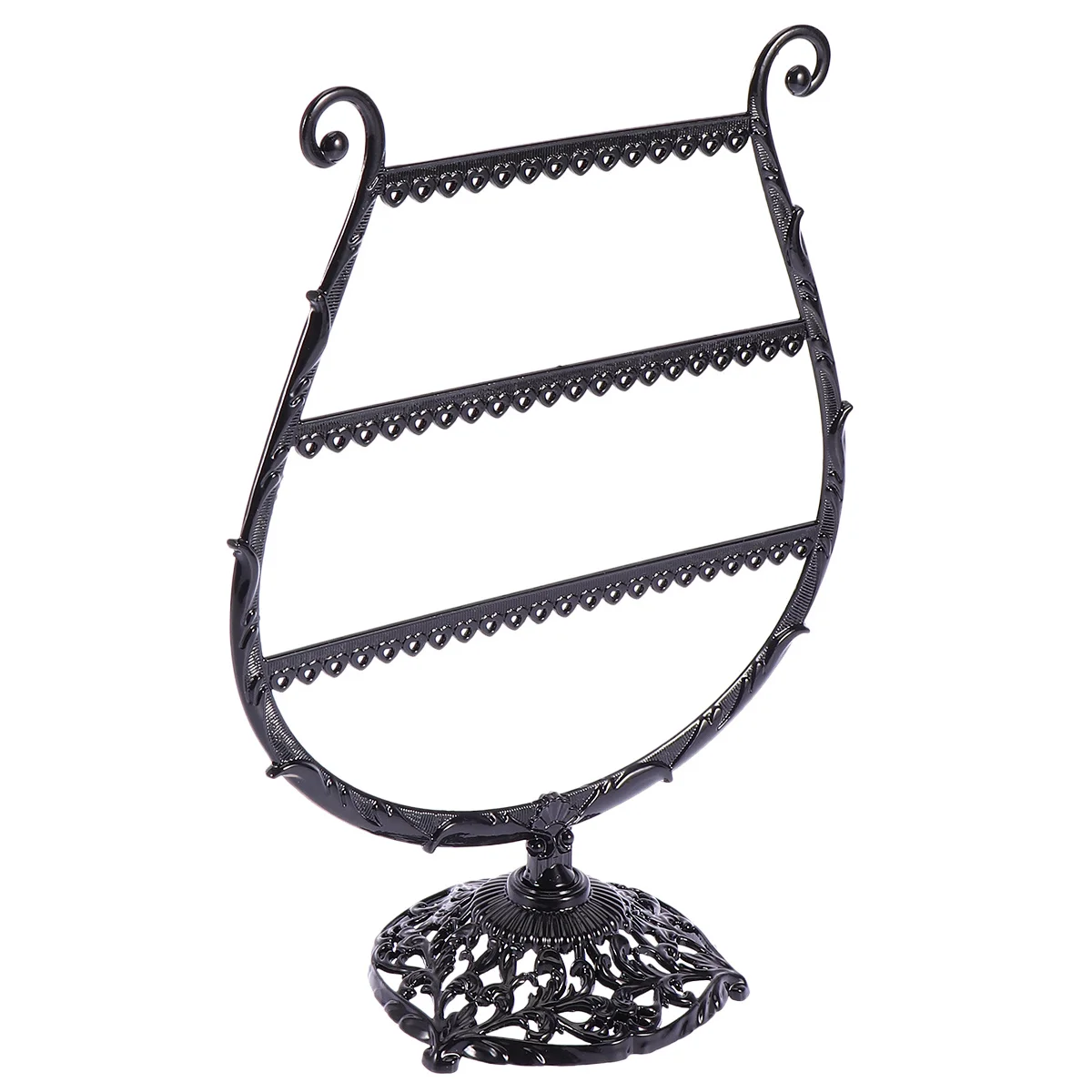 1Pcs Jewelry Display Rack Iron Hollow Black Wine Glass Shape Stable Earring Storage Stand for Bedroom Home Retail Use