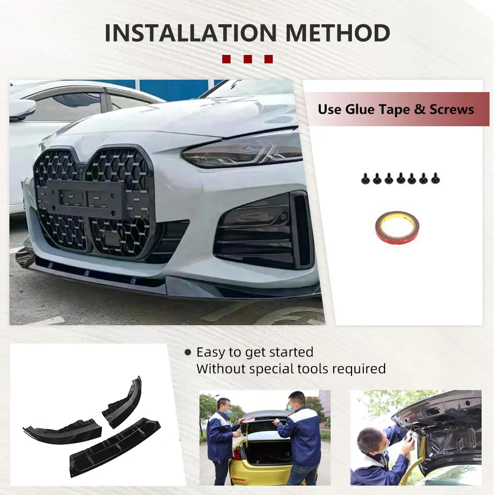 Front Bumper Splitter Lip Diffuser For BMW 4 Series G26 420i 430i Gran Coupe 4Doors 2021-2024 Front Lip
