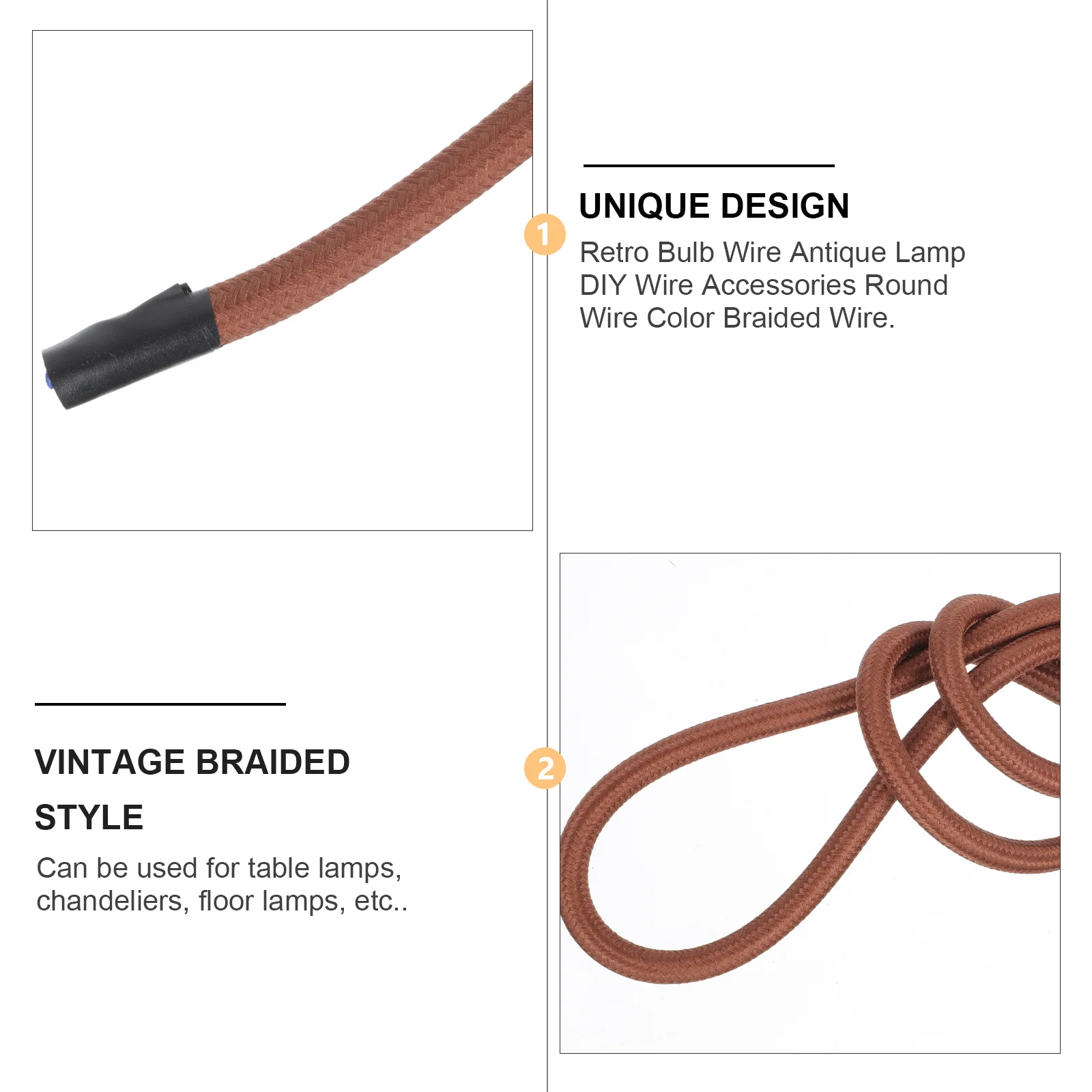 

Retro Bulb Wire Lamp Diy Round Cord Supply For Ceiling Pendant Decor Vintage Rope Cable Light Fixture Accessory