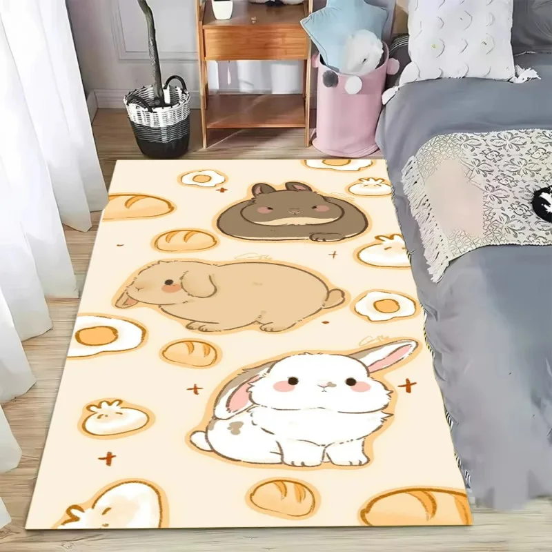 Hase Frühstücksteppich, niedliches Cartoon-Kaninchen-Muster, weich, rutschfest, Heimdekoration, Bodenmatte, Wohnzimmer, Mädchenschlafzimmer, Kawaii-Teppich