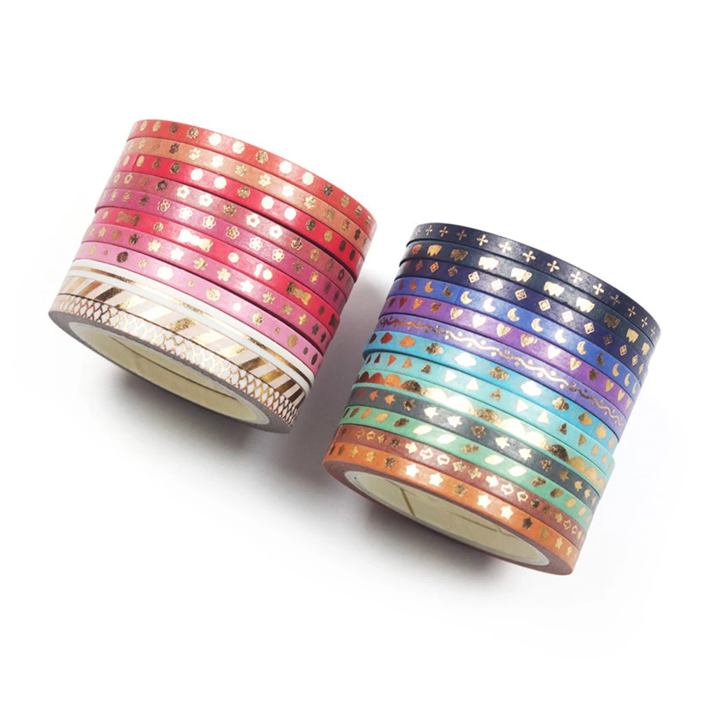 

24pcs Washi Tape Set 3Mm Thin Gold Decorative Masking Tape For Diy Craft Gift Wrapping Photo Album Journal Decoration Sticky