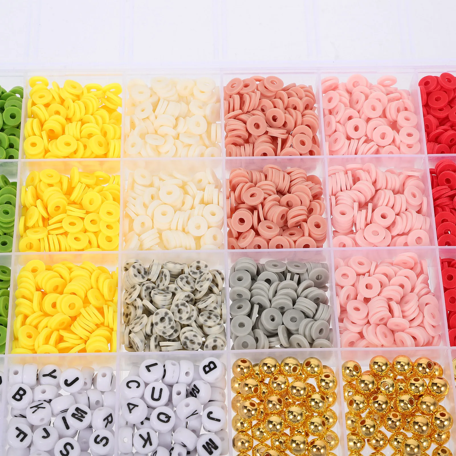 1 Box mehrfarbige Polymer-Ton-Perlen zum Selbermachen, Bastelbedarf für handgefertigten Schmuck, Halsketten, Armbänder, Dekorationselemente