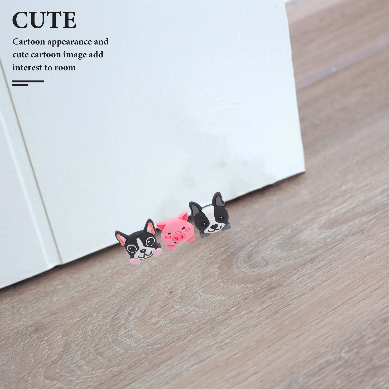 

3Pcs Door Stopper Cute Cartoon Animal Design Anti-Slam Protection for Kids Safety Home Office Use Wall Protector Wedge