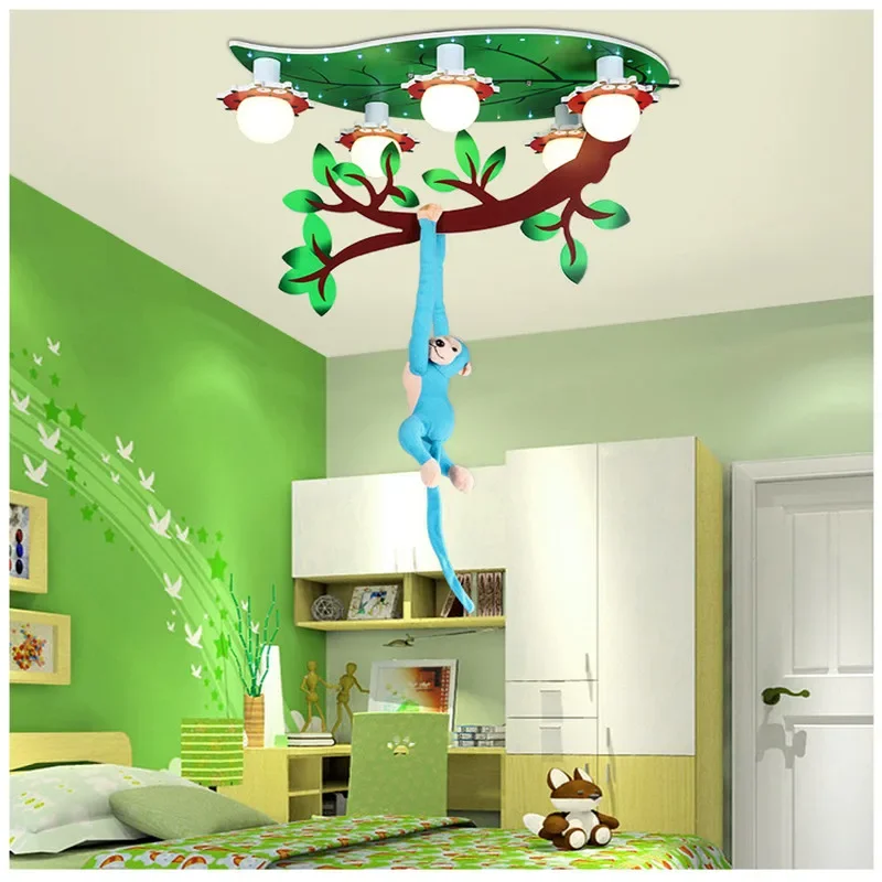 Cartoon creativity monkey ceiling lamp child room Boy Girl Bedroom warmth eye protection LED ceiling lamp free shipping